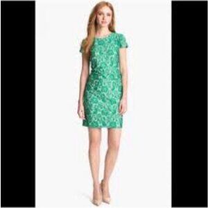 Ivy & Blu Nordstrom Emerald Green Lace Shift Dress Cap Sleeves Size 10 Feminine